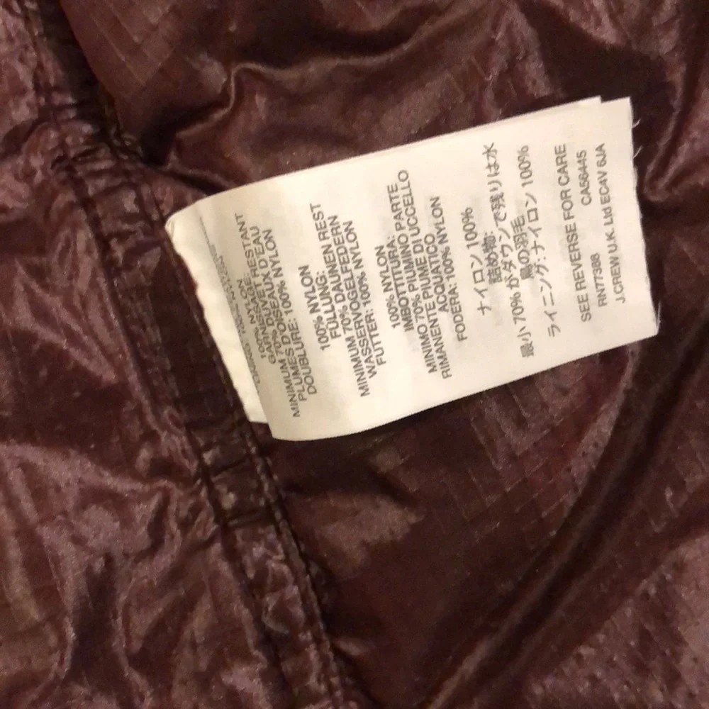 J. Crew Puffer Vest Shiny Maroon Cranberry XS